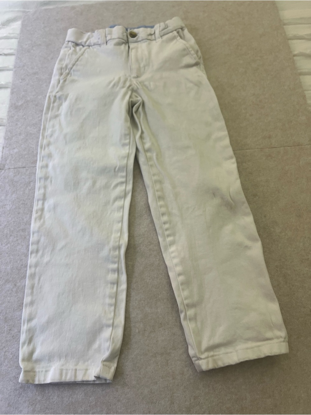 Janie and Jack Boys White Chino Pants Size 6 Adjustable Waist